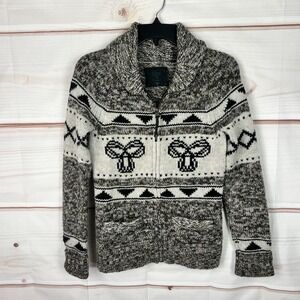 Aritzia TNA Sweater Womens Small Brown Lambswool Sea‎ To Sky Cardigan Full Zip